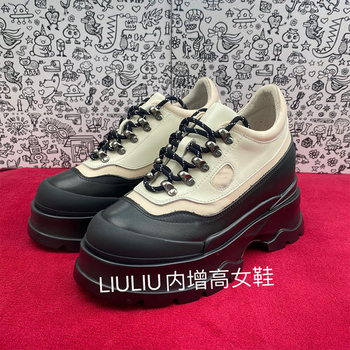 真皮厚底登山扣内增高10cm休闲鞋