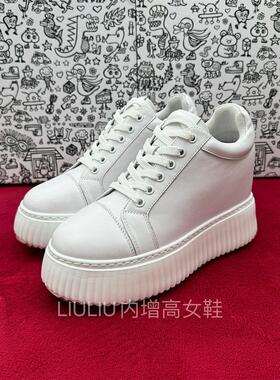 蔡卓妍同款秋季新品厚底隐形内增高9CM白色真皮饼干鞋女YF254AJWB