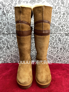 2025年新款 后蝴蝶结高筒驼色内增高7cm雪地女靴 真皮千颂伊同款