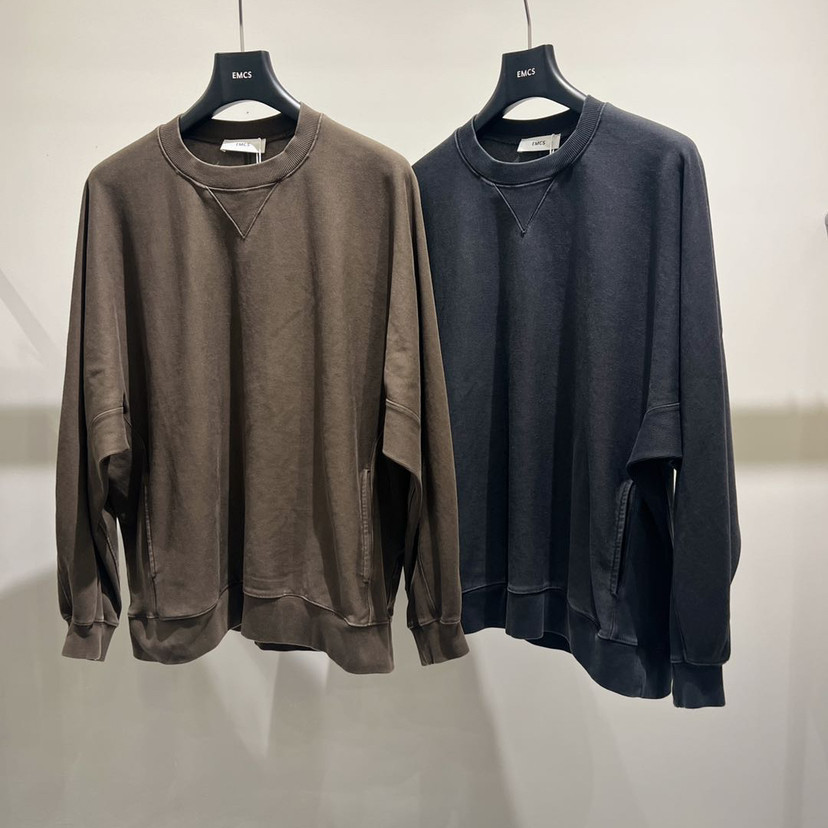 EMCS-高品质美拉德复古风宽松圆领套头长袖卫衣253116男女同款