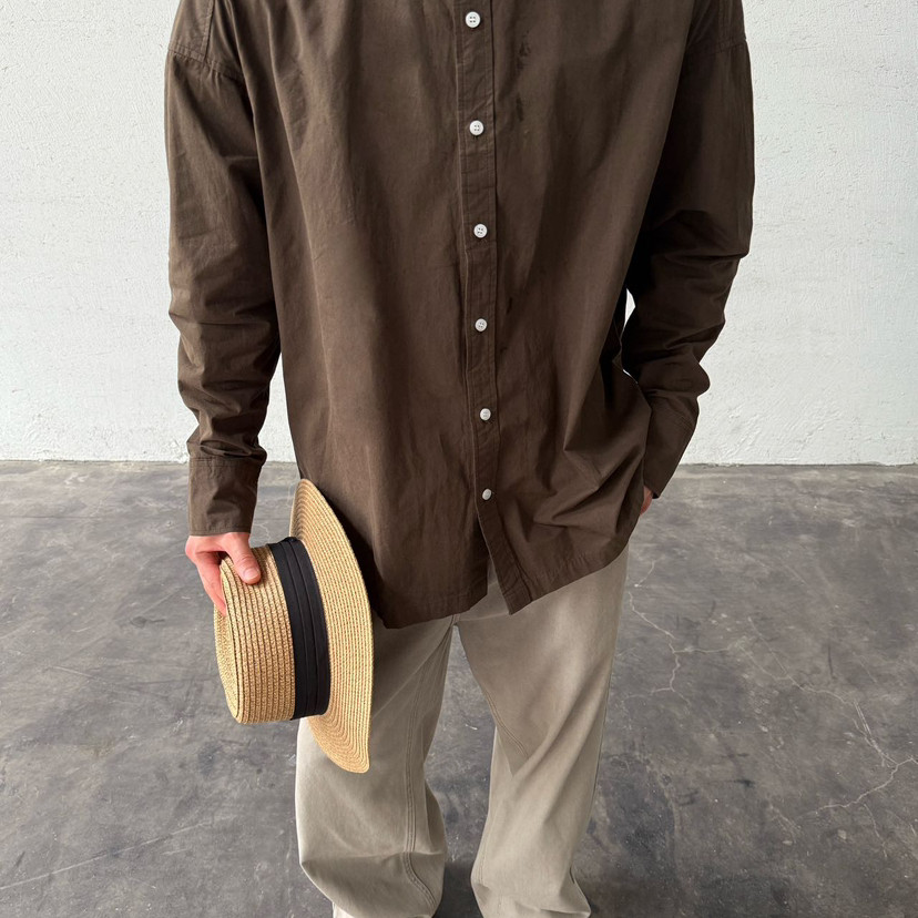 EMCS-高品质时尚复古小众百搭宽松简约翻领通勤衬衫255020男