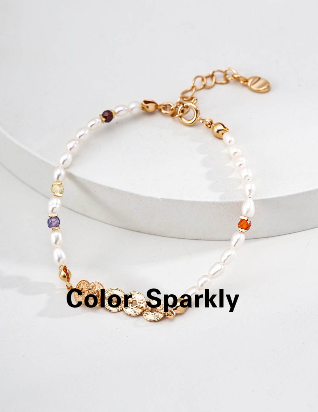 天然珍珠五帝钱招财手链女轻奢