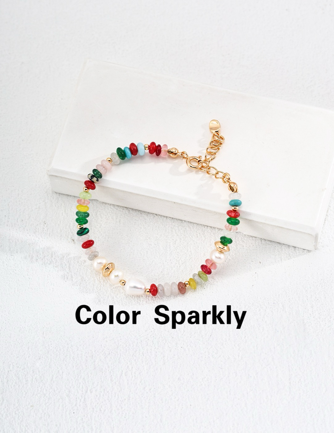 彩色天然石串珠女叠戴手链多巴胺