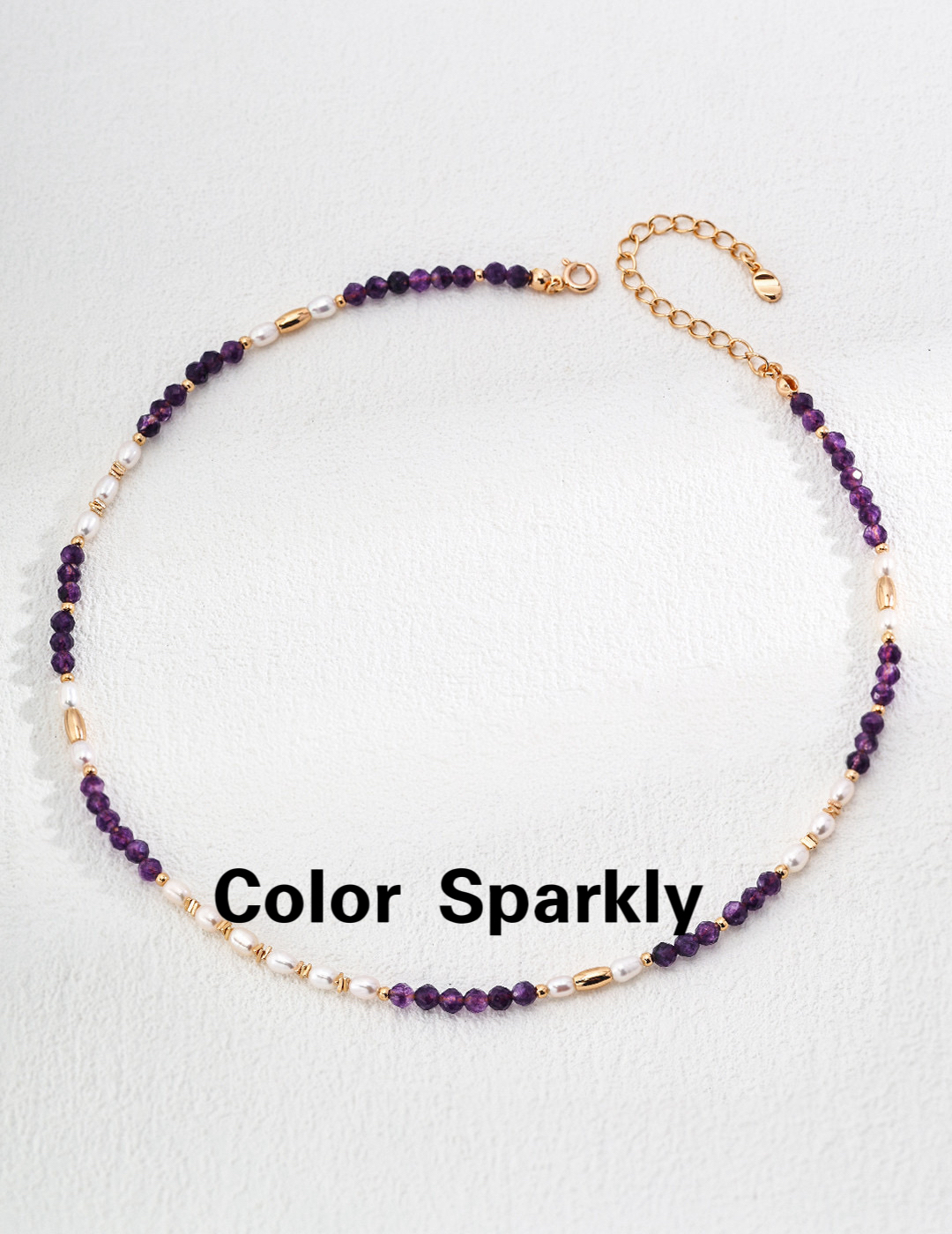 Color Sparkly 小众轻奢设计S925银天然珍珠紫水晶项链多巴胺串珠