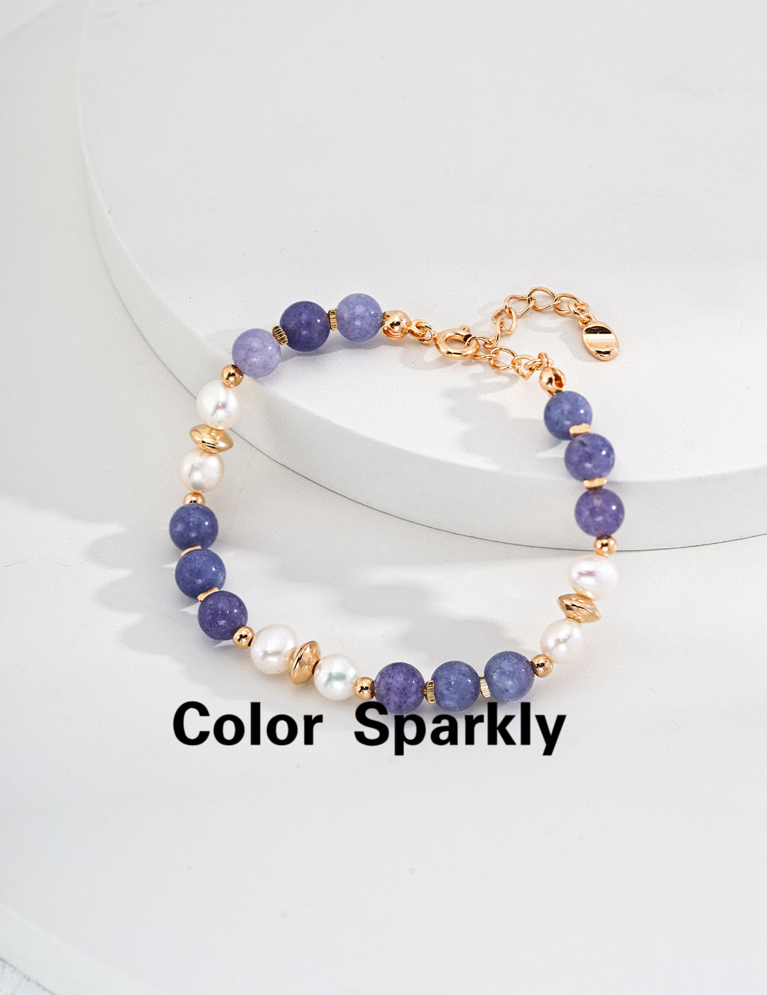 s925银天然珍珠紫锂辉手链女