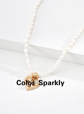 925银镀金爱心珍珠锁骨链女款
