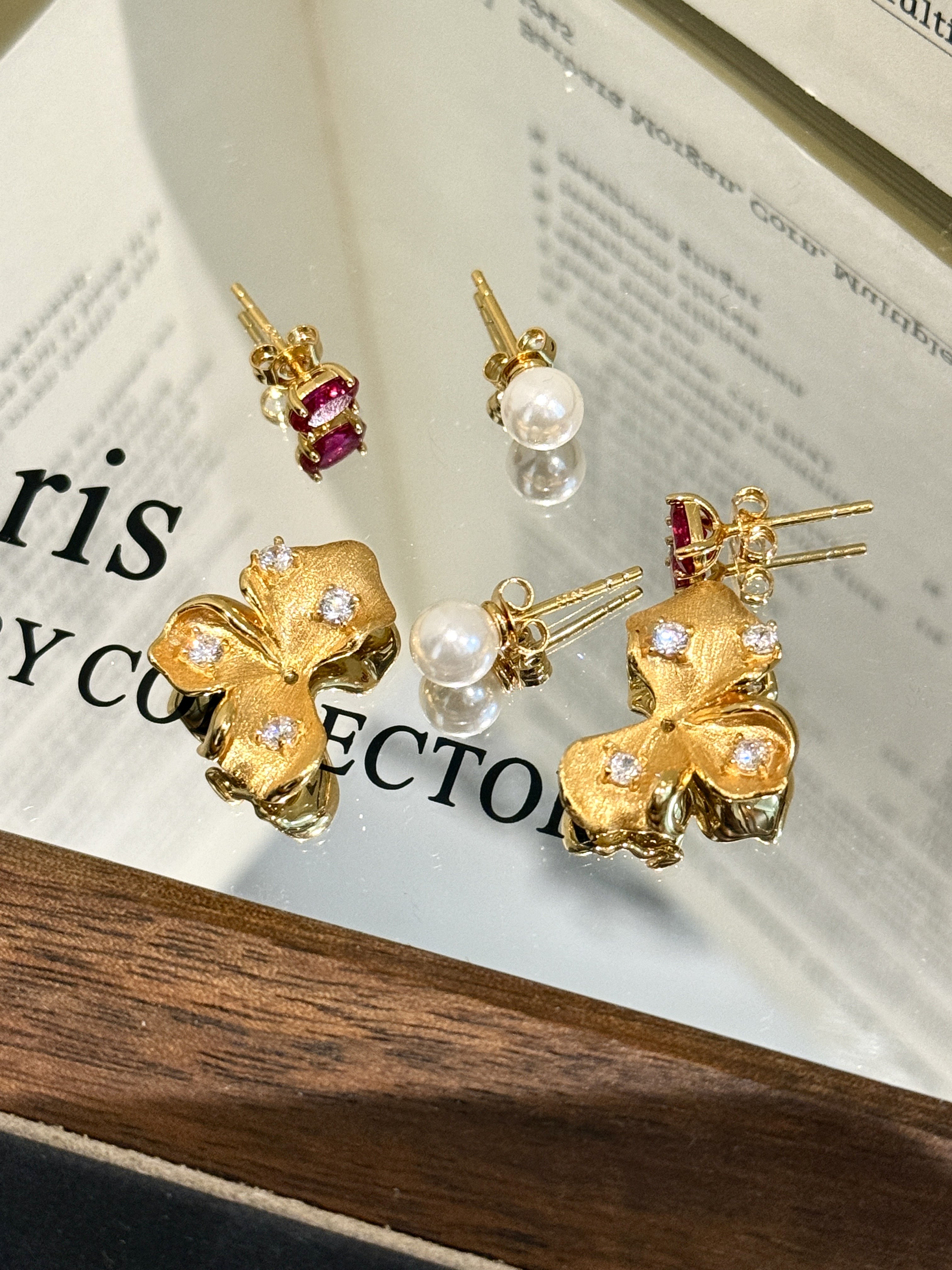 Color Sparkly 925银镀金拉丝花朵可替换耳钉女轻奢小众节日礼物,饰品/流行首饰/时尚饰品新,耳环,淘宝优惠券,粉丝福利购,淘宝优惠卷