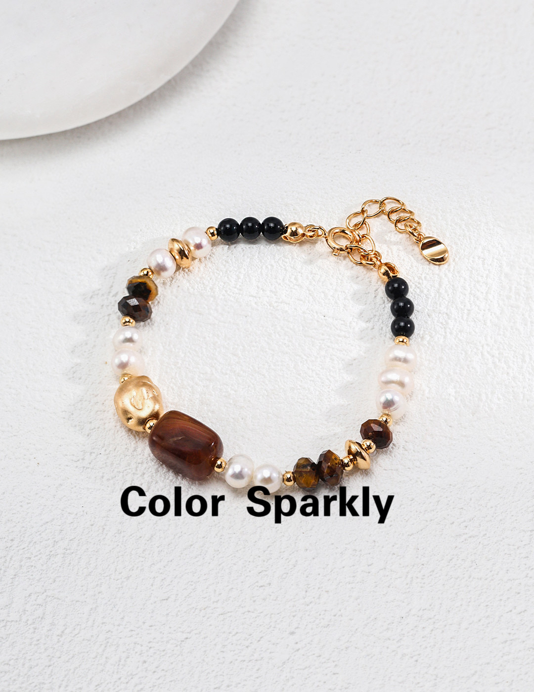 Color Sparkly 小众轻奢设计S925银珍珠虎眼石手链新中式国风手串