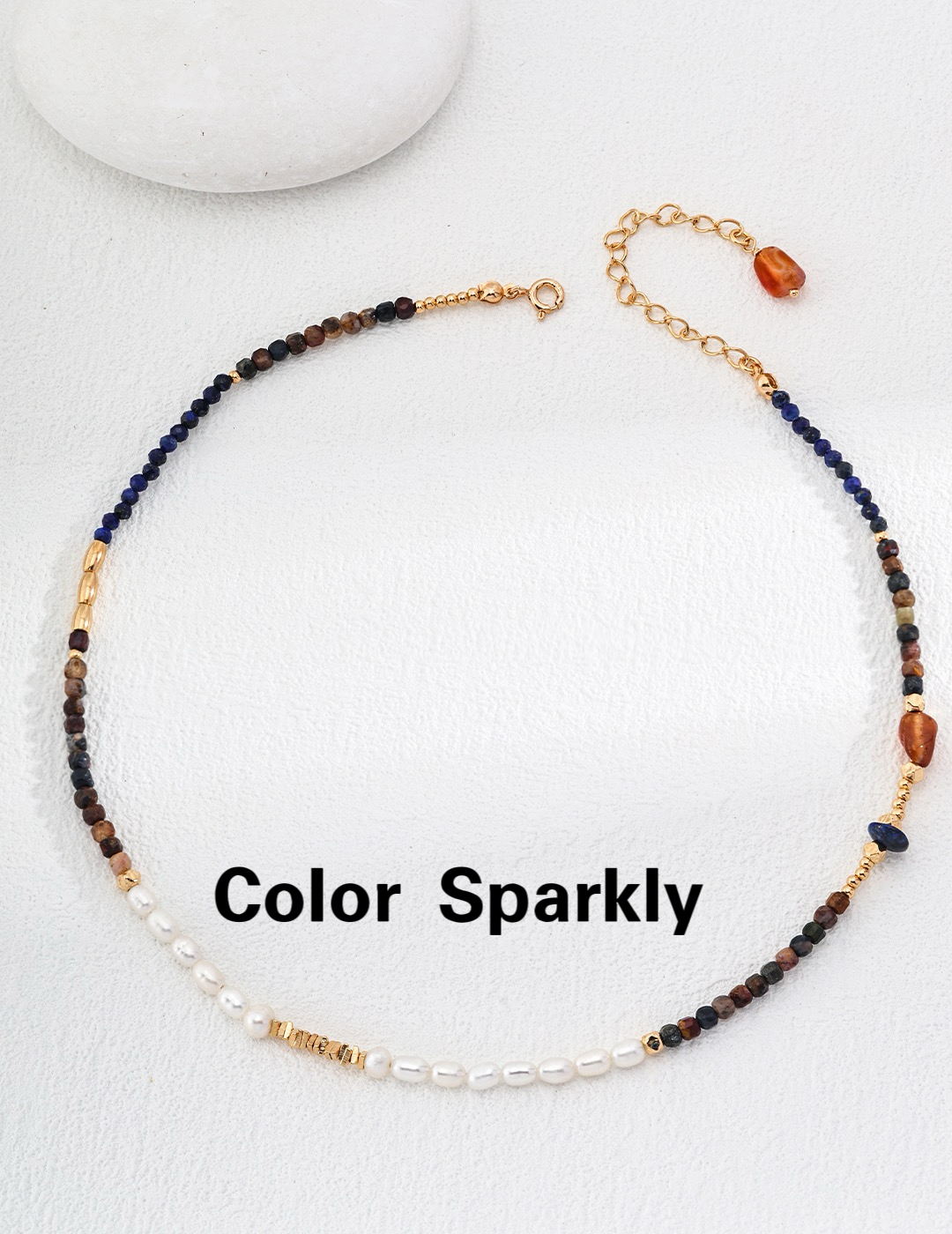 Color Sparkly 小众轻奢设计s925银天然珍珠虎眼石项链高级感时尚