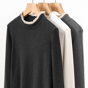 显瘦打底衫 半高领大码 保暖春秋冬装 女士内搭修身 立领t恤上衣 长袖