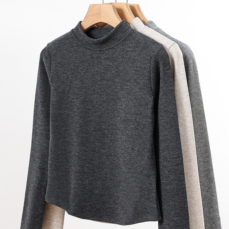 半高领大码女装德绒保暖内搭打底衫春秋冬装新款修身显瘦t恤上衣