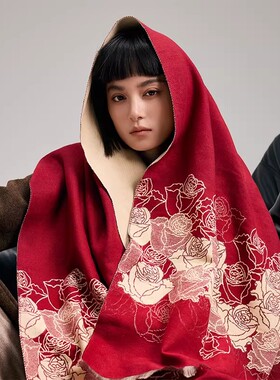 2026新款空调房披肩围巾女仿羊绒夏季办公室午睡毯子高铁保暖外搭