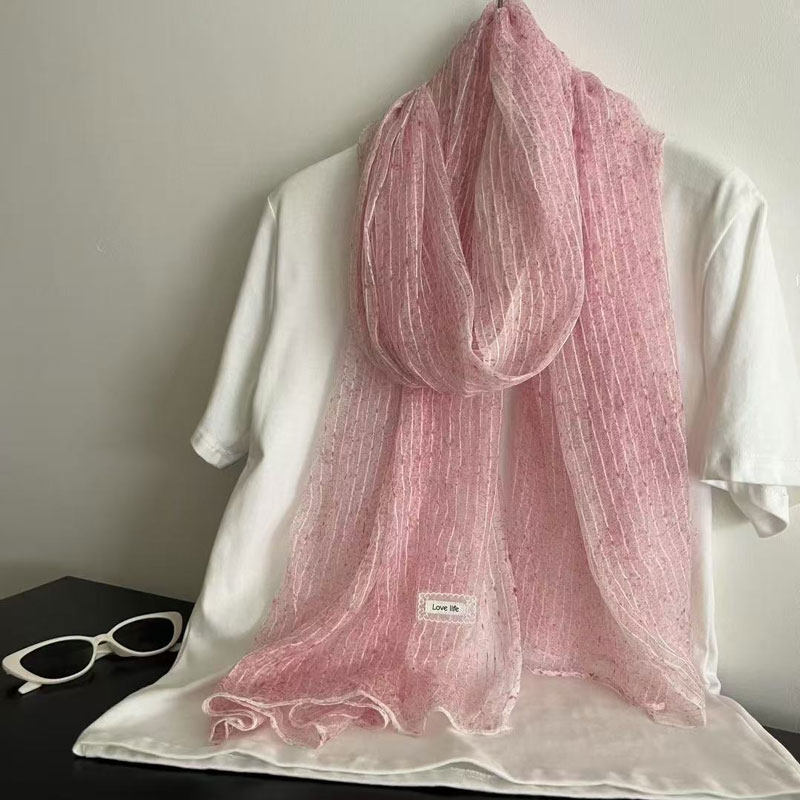 2025新款百搭纯色棉麻围巾女蓬松秋冬薄款韩版夏褶皱日系围脖丝巾