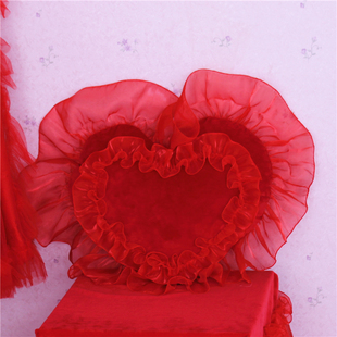 韩式珊瑚绒蕾丝紫色公主心形抱枕方形靠枕糖果腰枕车载抱枕