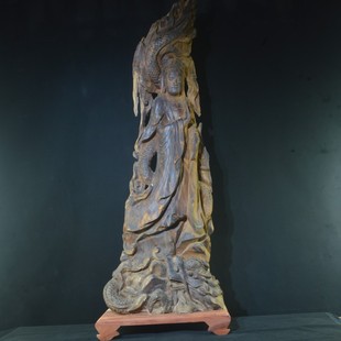 越南黄檀御龙观音木雕红木办公室檀香木观世音摆件手工雕刻工艺品