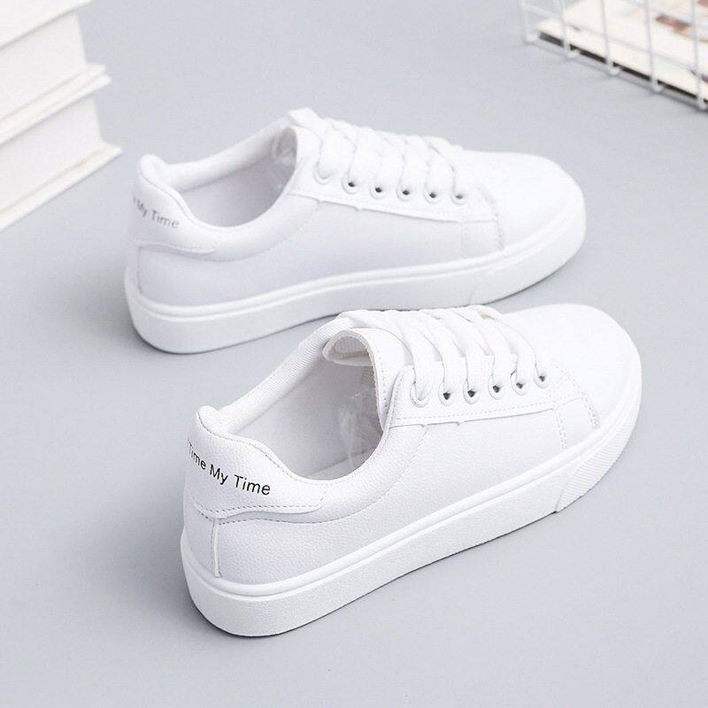 童鞋新款透气休闲平底学生休闲鞋板鞋低帮小白鞋女童儿童白色系带