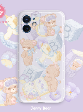 原创可爱紫色珍妮小熊联名Lolita手机壳适用13Promax苹果xsXR/78p
