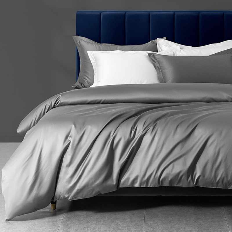 100支贡缎纯棉单双人被套单件简约丝滑裸睡儿童全棉三件套可定制
