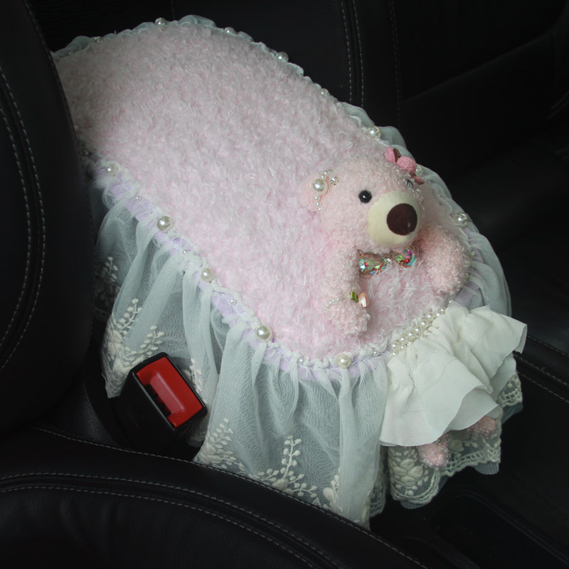 唯卡镶钻樱花熊汽车扶手箱垫