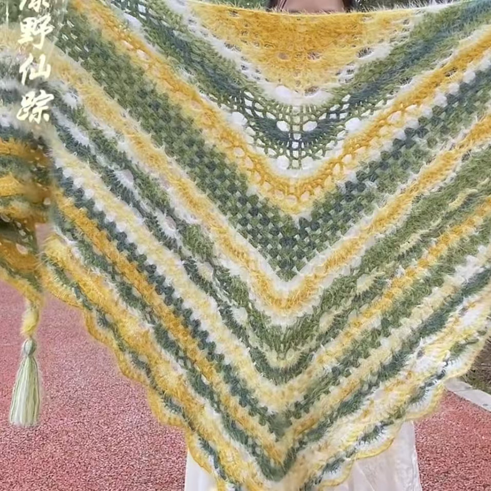 羊绒羊毛线钩织贵夫人三角披肩毯子围巾毛线手工diy十刻雪宝