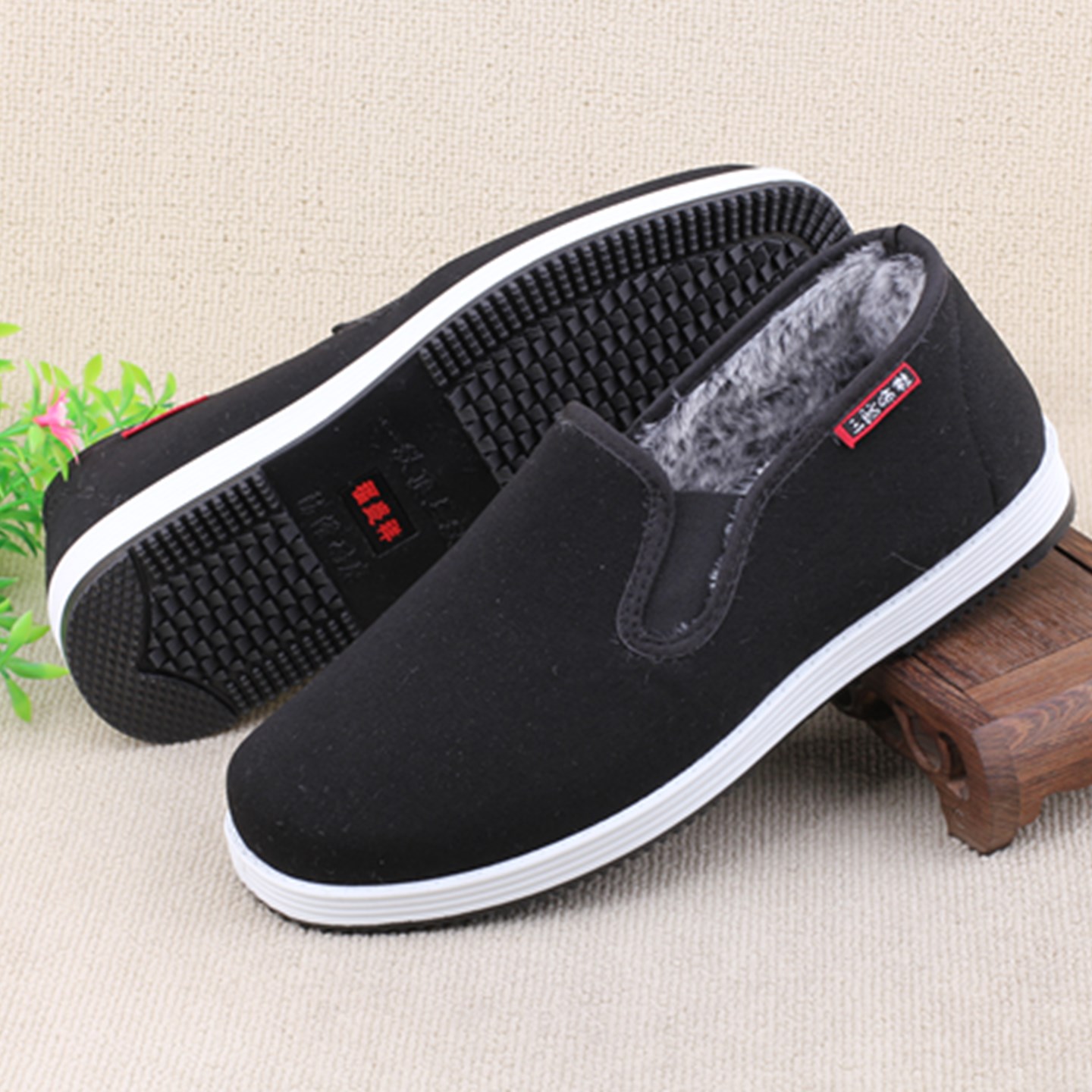 冬季加绒保暖男棉鞋防滑厚底休闲