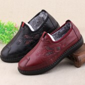 老北京布鞋 子 一脚蹬轻便软底老人鞋 女棉鞋 加绒保暖防滑休闲妈妈鞋