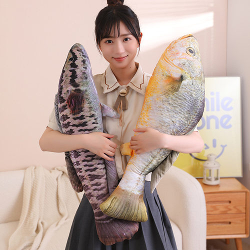 乐哼哈奇仿真黑鱼抱枕毛绒玩具