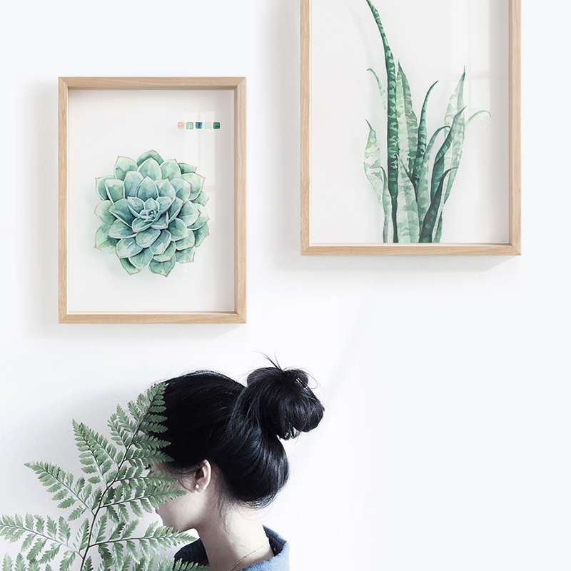 墙蛙北欧风绿植装饰画玻璃现代简约客厅背景墙画卧室餐厅挂画ins图片