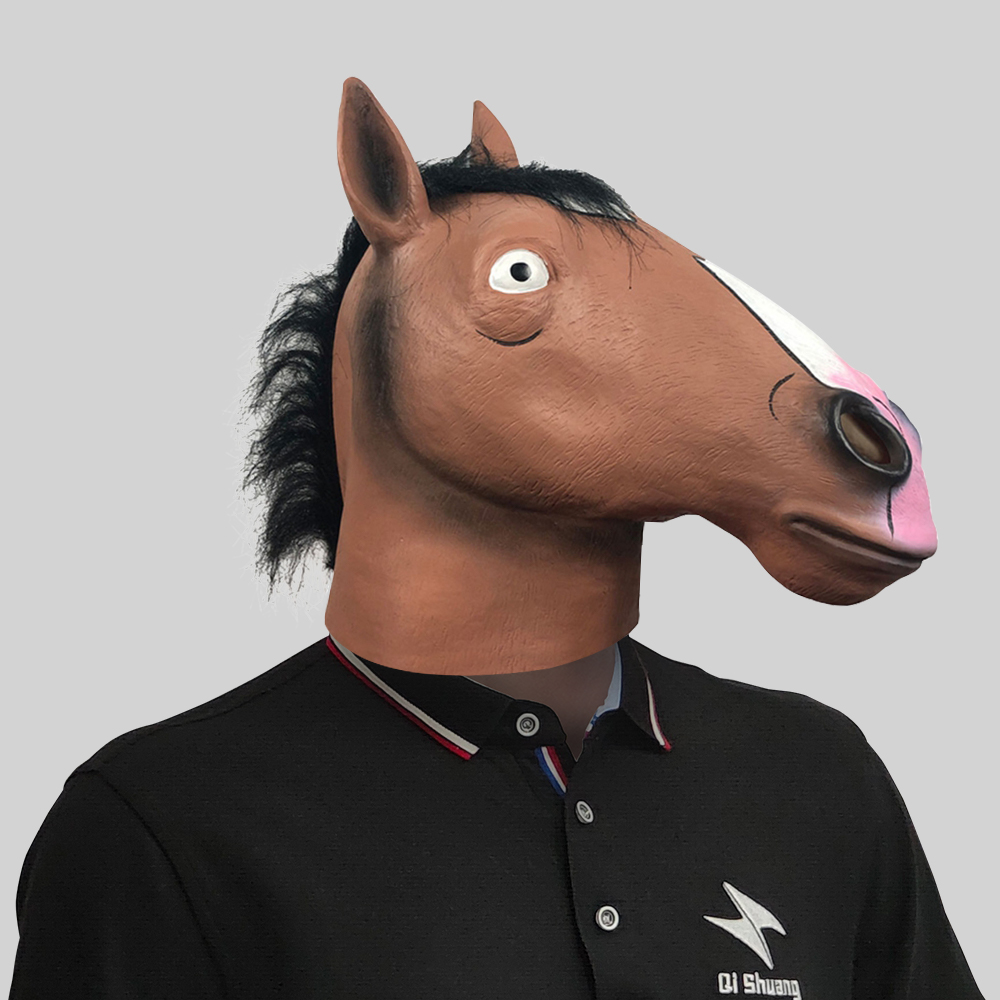 可爱马男波杰克动物头套化妆舞会搞笑直播面具万圣节派对表演道具