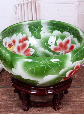 包邮景德镇陶瓷养鱼缸花盆水仙睡碗莲水培瓷缸笔洗水浅乌龟金鱼缸