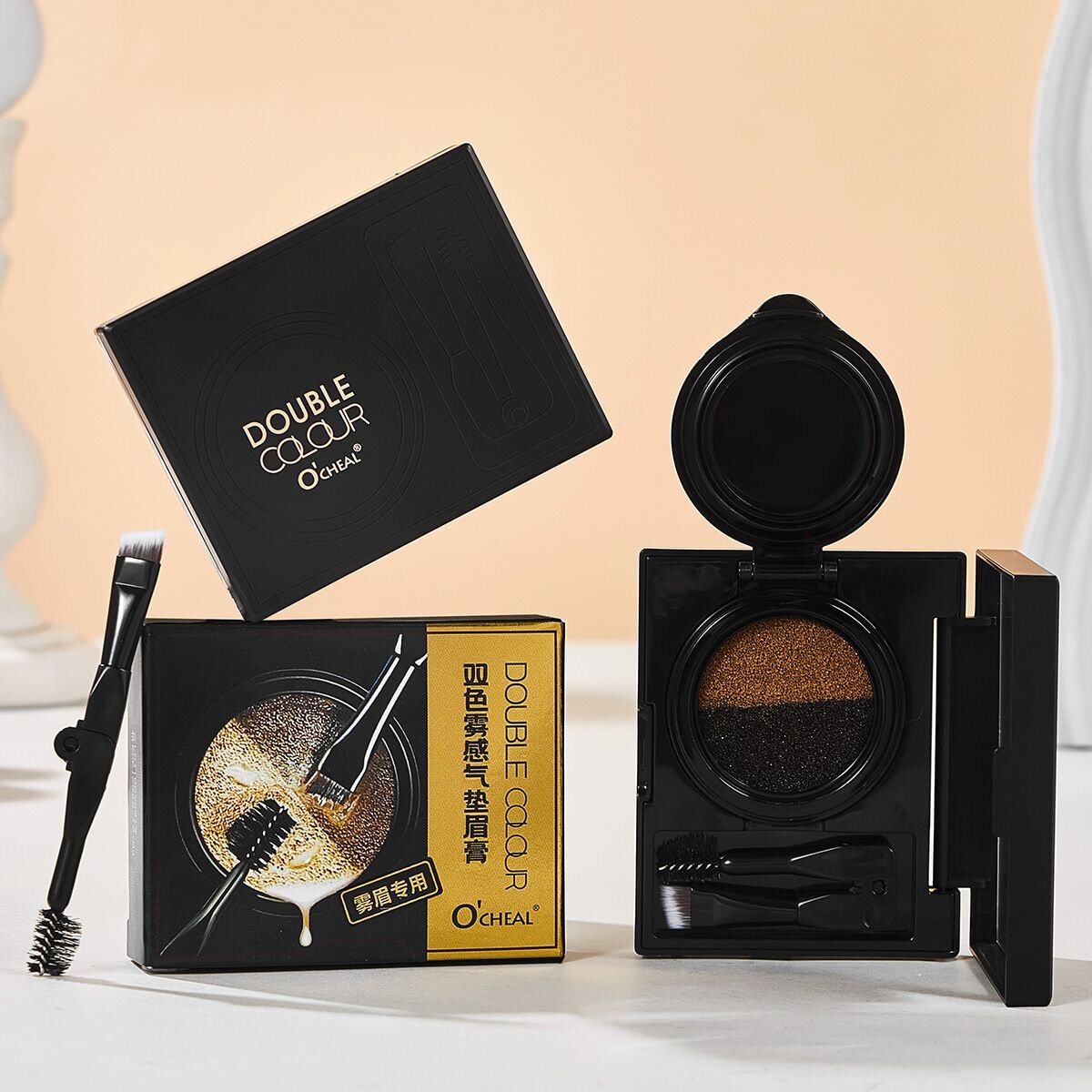 双色雾感气垫眉膏细腻自然立体眉粉防水防汗持久素颜妈生感正品牌