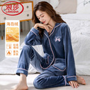 加绒加厚保暖珊瑚绒家居服中年套装 海岛绒妈妈睡衣女士秋冬季 长袖