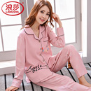 全棉秋天可外穿家居服套装 甜美宽松大码 纯棉长袖 浪莎睡衣女春秋季