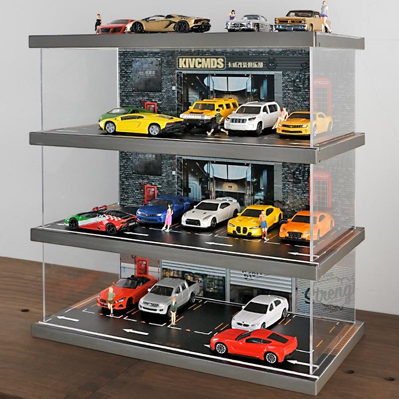 1/64汽车改造店停车场模型展示柜