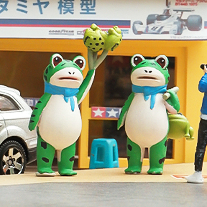 网红青蛙1:64微缩场景人偶模型摆件沙盘树脂小人微拍道具手办收藏