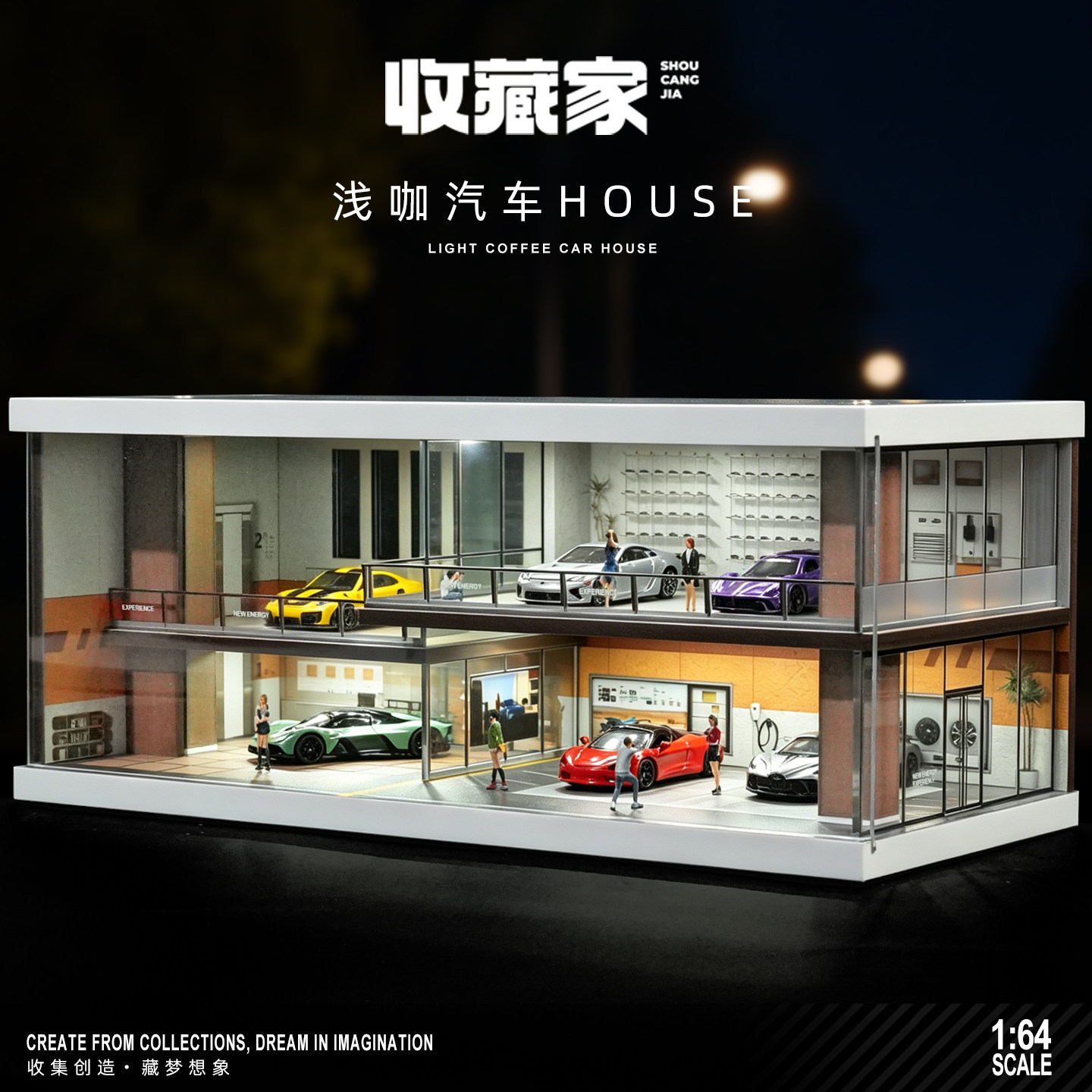 164双层汽车展厅微缩场景模型