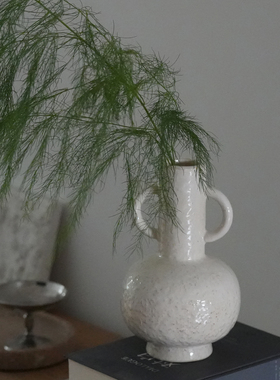 WULIHOME颗粒质感陶瓷双耳花瓶
