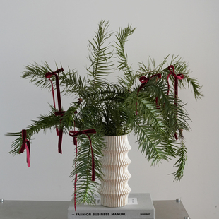 WULIHOME 温润奶呼呼米色百搭花瓶花器店铺圣诞节日氛围布置装饰