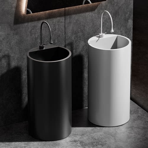 酒店卫生间厕所不锈钢立柱盆金色