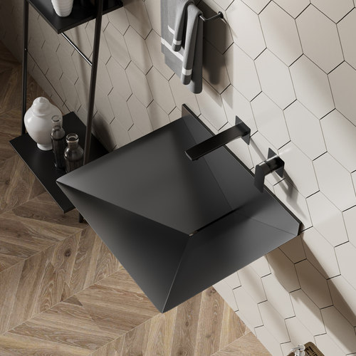 黑色不锈钢洗手盆壁挂式民宿台盆