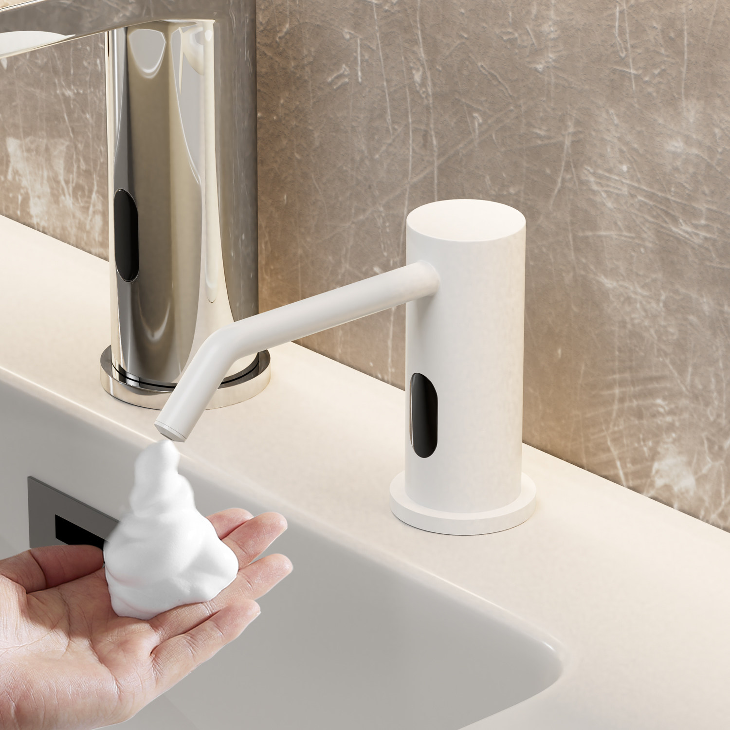 酒店卫生间台盆水龙头式感应洗手液机商用台面洗洁精泡沫皂液器,家装主材,皂液器,淘宝优惠券,粉丝福利购,淘宝优惠卷