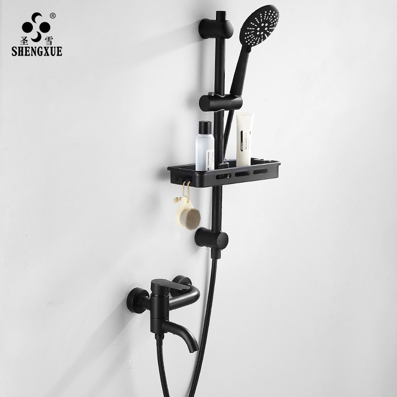 Shengxue Northern Europe black simple and easy Flower sprinkling suit household All copper Hot and cold Water mixing valve Shower Room shower bathtub water tapin the Decoration main material , Toiletries , Bathroom faucet , Tub shower faucet  category - from Buy2taobao.com to provide professional Taobao agent buy service