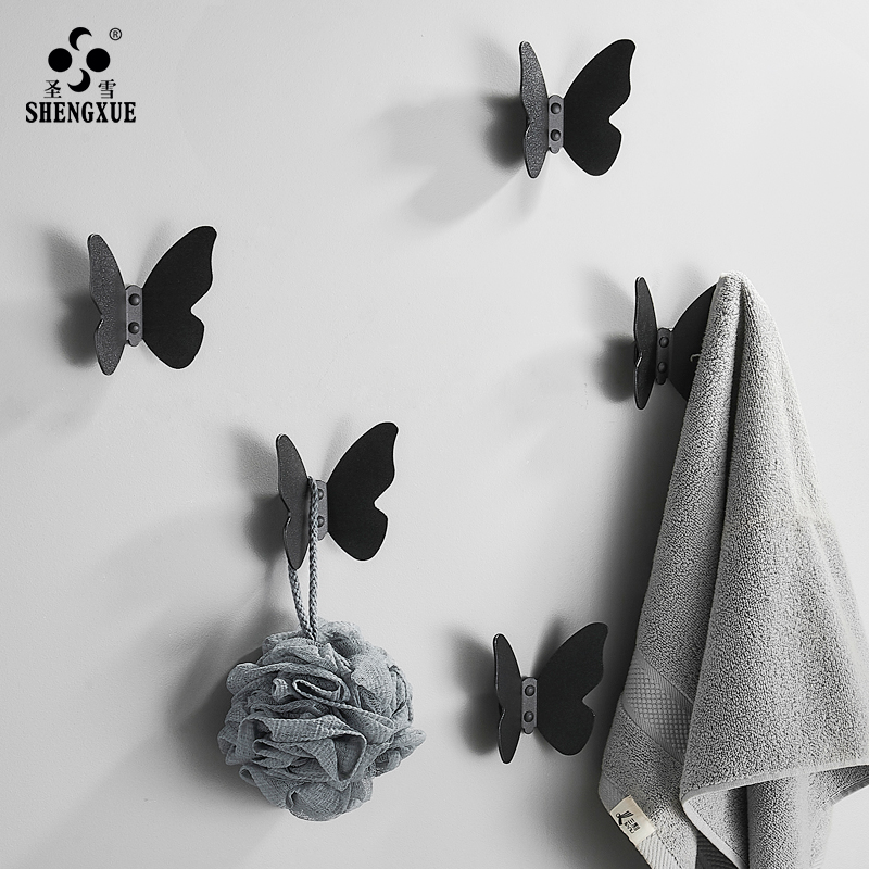 墙上北欧卧室装饰立体蝴蝶单钩入门玄关门口衣帽钩挂衣钩创意挂钩