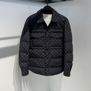 22冬季新款字母印花羽绒衬衫工装外套B1ACC4210 轻薄羽绒服男潮牌
