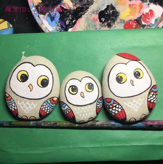 石头画新年礼物哆啦a梦幼儿园美术手工作业废物利用旧物改造亲子