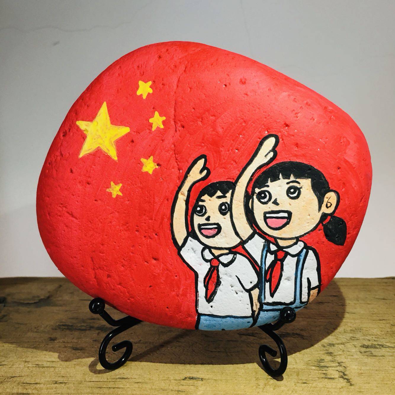 童心向党石头画亲自手工绘画比赛展厅布置社区活动企业文化装饰