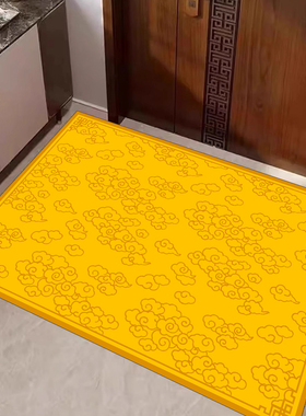 金黄色入户地垫黄色祥云地垫入户门垫进门黄色脚垫大门口门外地垫