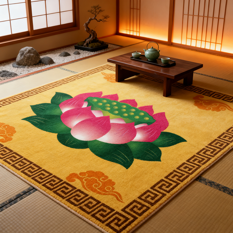 中式莲花地毯打坐禅修专用垫莲花佛堂地毯坐垫拜垫跪垫家用佛地垫