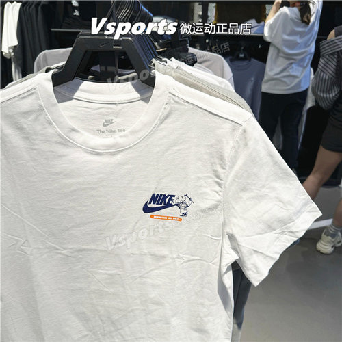NIKE耐克t恤男2024夏季新款运动卡通后背图案印花圆领短袖 FV3755