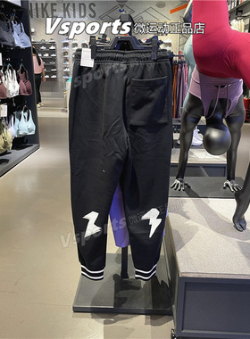 正品JORDAN耐克运动长裤男2023秋冬季飞人收口加绒裤子黑色FD7859